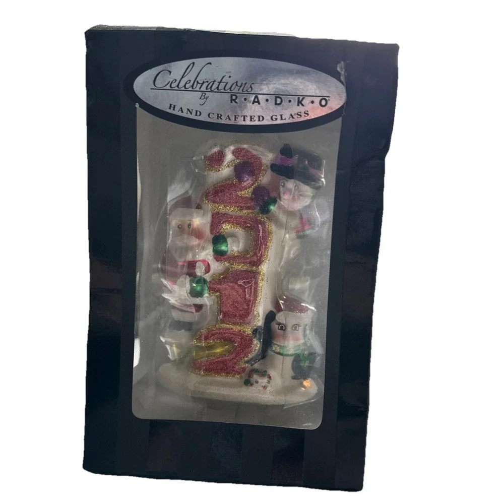 Christopher Radko Hand Blown Glass 2012 Santa Snowman Christmas Ornament